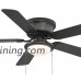 Hugger Low-Profile Flush Mount 52 In. Black Ceiling Fan With Frosted Glass Light - B01MUKOLIB